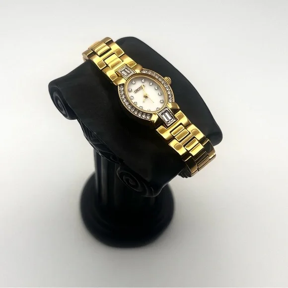 Croton Gold Tone Womens Bracelet Watch with Crystal Accents 6.5" New Battery - Picture 5 of 12
